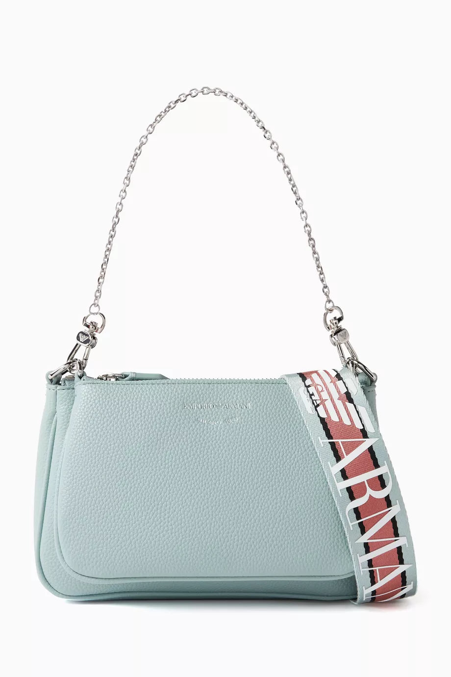 Logo Chain-embellished Shoulder Bag in Leather