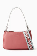 Logo Chain-embellished Shoulder Bag in Leather