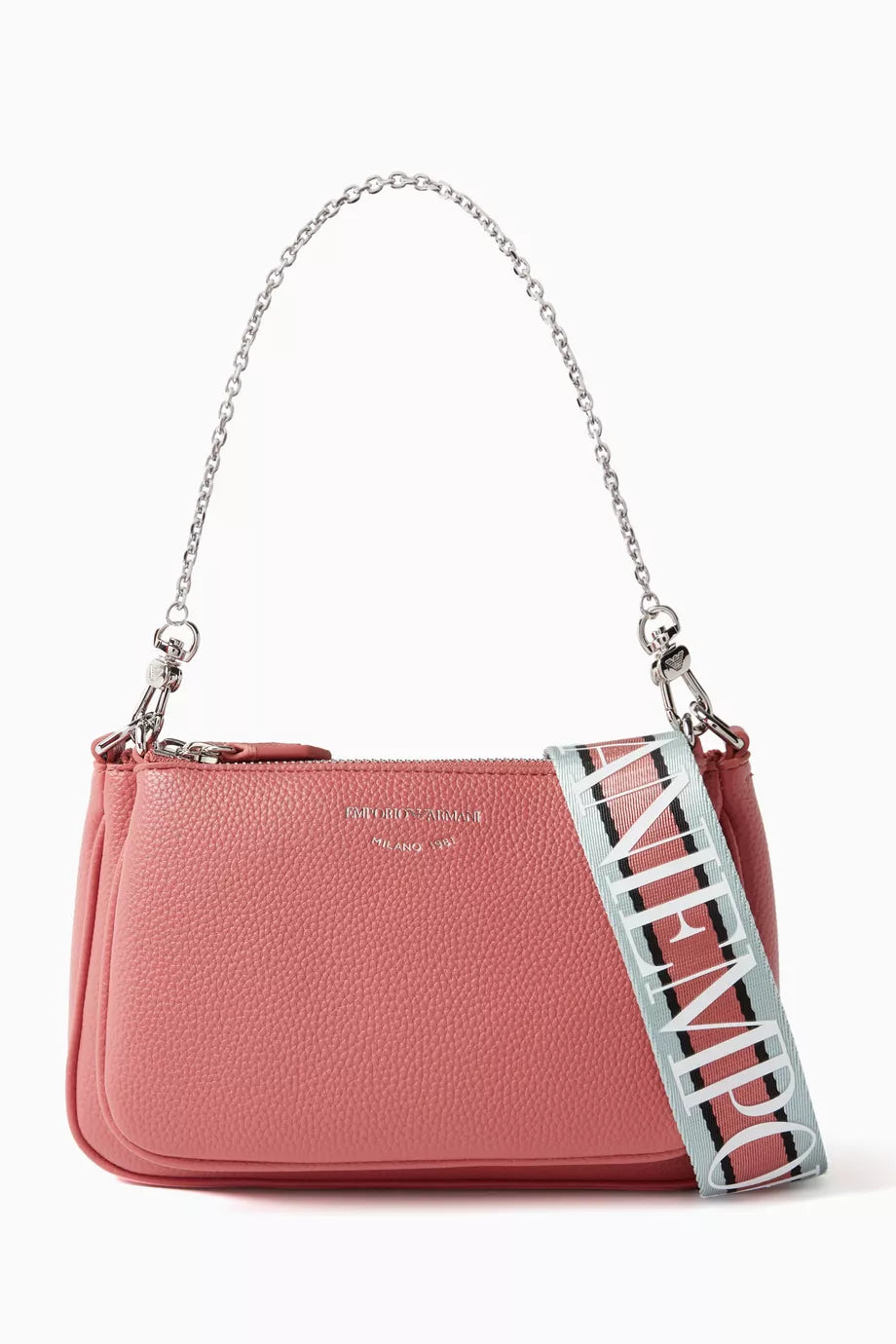 Logo Chain-embellished Shoulder Bag in Leather