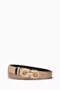 Gancini Reversible Belt in Hammered Calf Leather