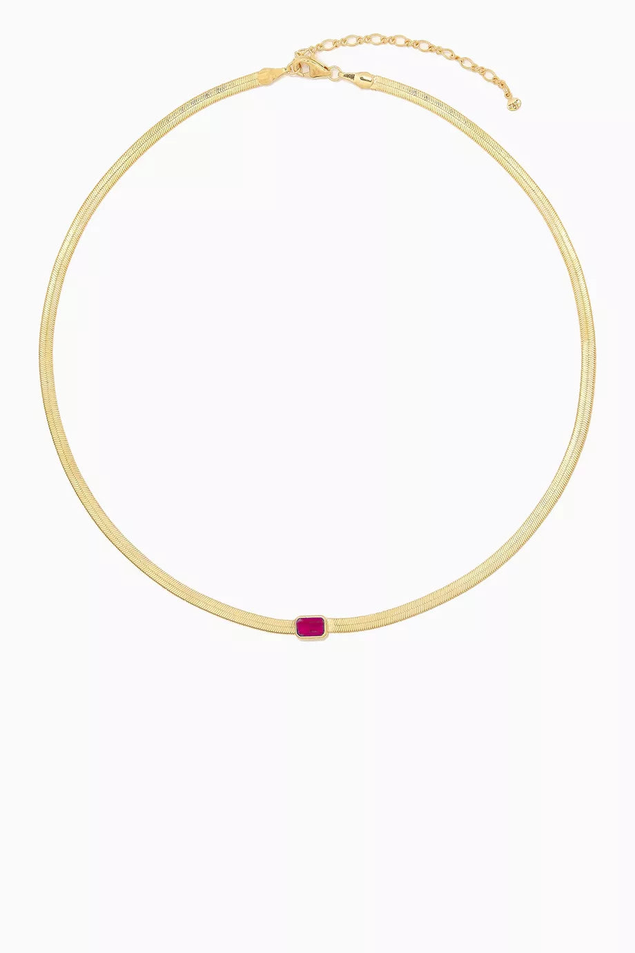 CZ Herringbone Chain Necklace in Gold-plated Brass