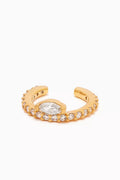 CZ Baguette Pavé Single Ear Cuff in Gold-plated Brass