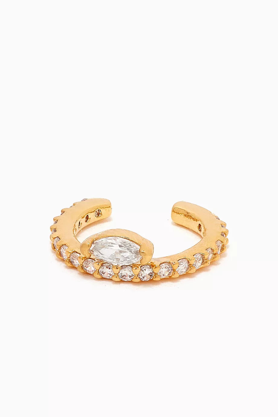 CZ Baguette Pavé Single Ear Cuff in Gold-plated Brass