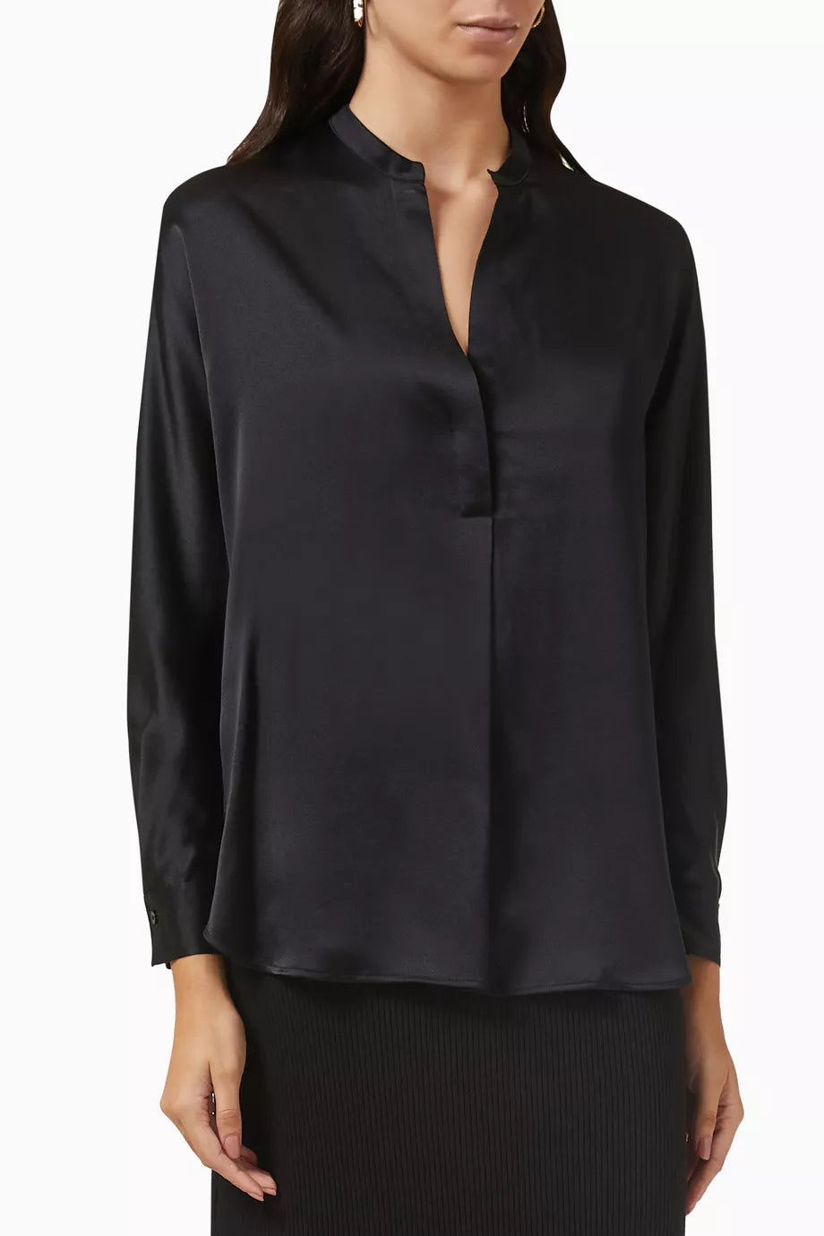 Band Collar Blouse in Silk