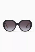 Check Detail Round Frame Sunglasses in Bio-acetate