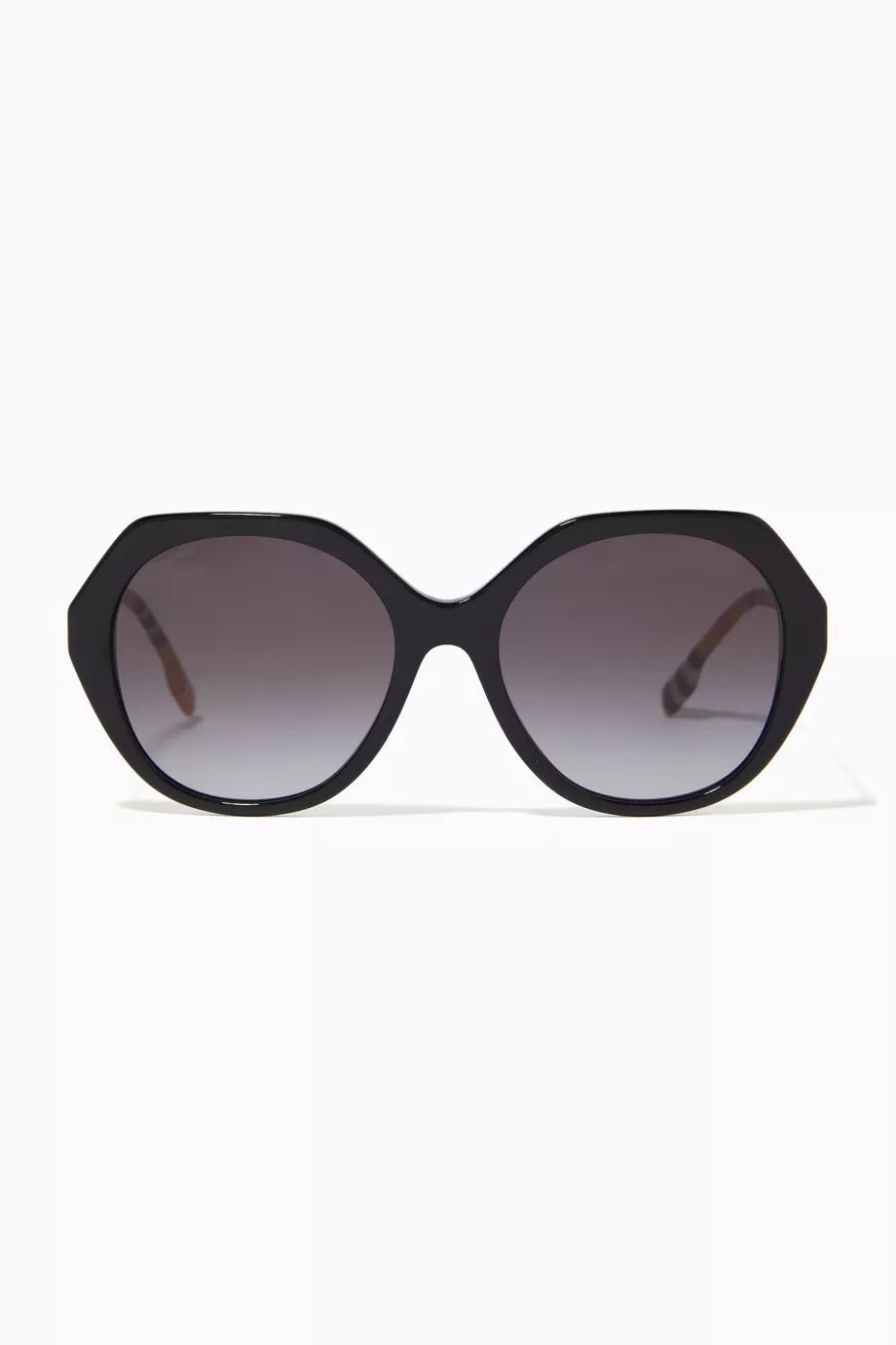 Check Detail Round Frame Sunglasses in Bio-acetate