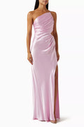 La Lune Gathered Maxi Dress in Satin