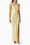 La Lune Gathered Maxi Dress in Satin