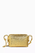 Mini Loop Camera Crossbody Bag in Intrecciato Laminated Leather