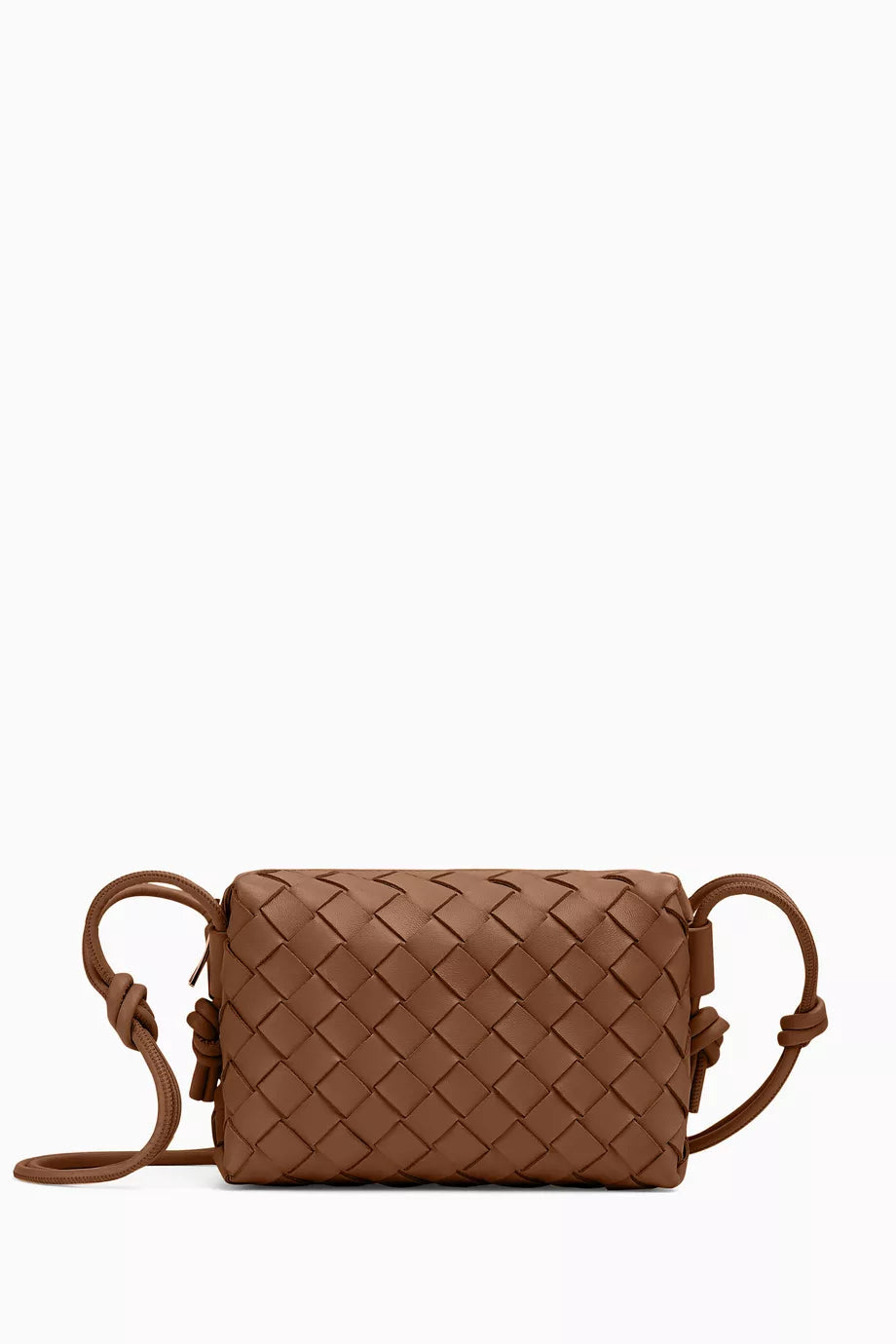 Mini Loop Camera Crossbody Bag in Intrecciato Leather