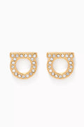 Gancini Crystal Stud Earrings in Brass