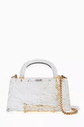 Eva Crushed Ice Top-Handle Bag with Chain
