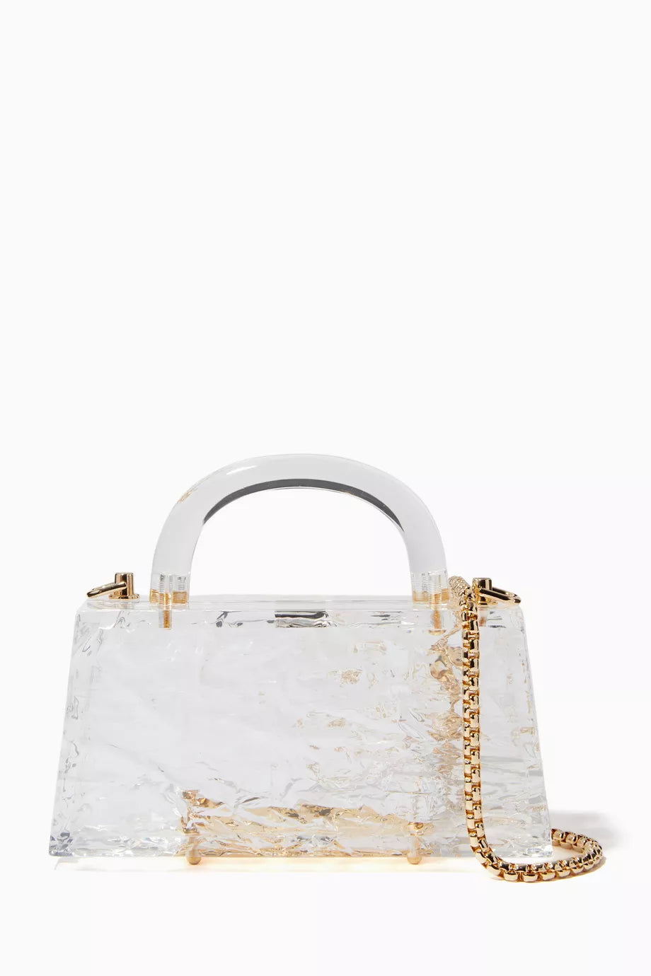 Eva Crushed Ice Top-Handle Bag with Chain