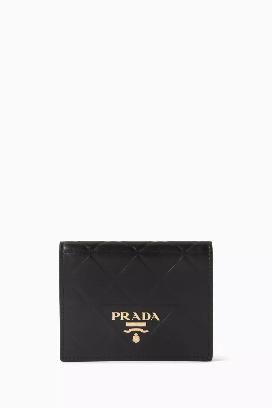 Diamond Quilted Compact Wallet in Leather