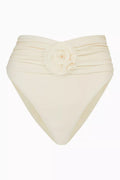 Flower Appliqué Bikini Briefs in Stretch Nylon