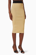 Logo Pencil Skirt in Lamé