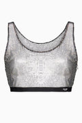 Crop Top in Rhinestone Mesh