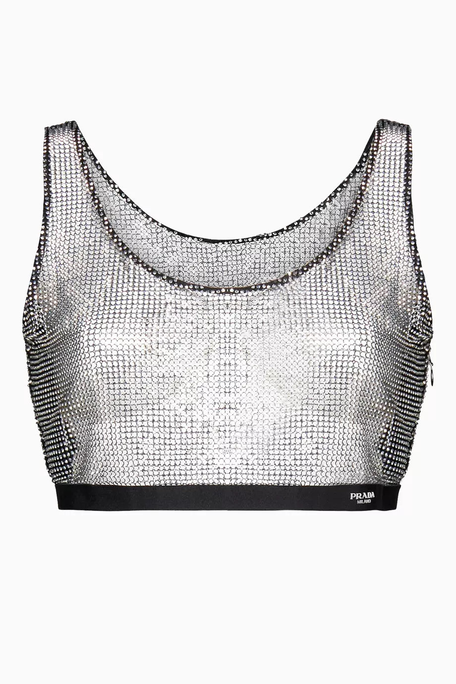 Crop Top in Rhinestone Mesh
