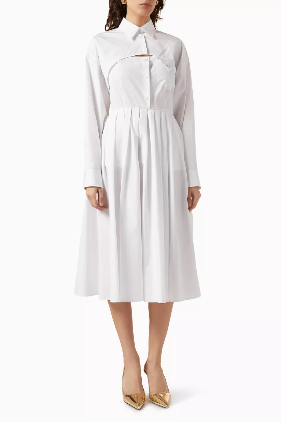 2-in-1 Midi Dress in Cotton-poplin