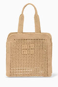Medium Logo Tote Bag in Raffia