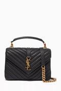 Medium College Chain Quilted Shoulder Bag in Leather