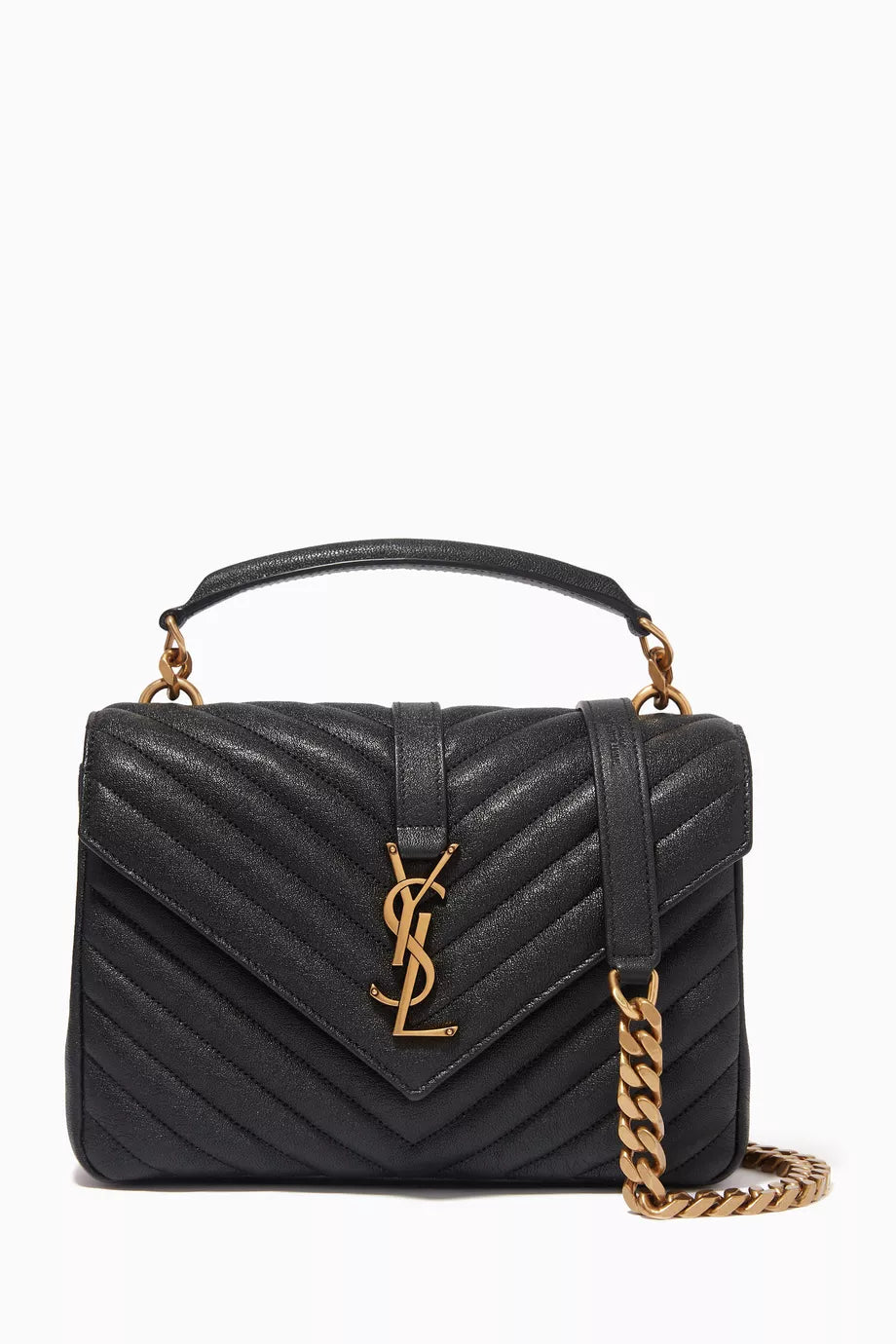 Medium College Chain Quilted Shoulder Bag in Leather
