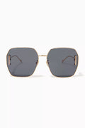 Logo-detail Octagonal Sunglasses in Metal