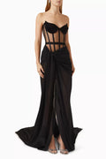 Draped Bustier Dress in Crepe