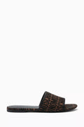 Logo Flat Slides in Leather