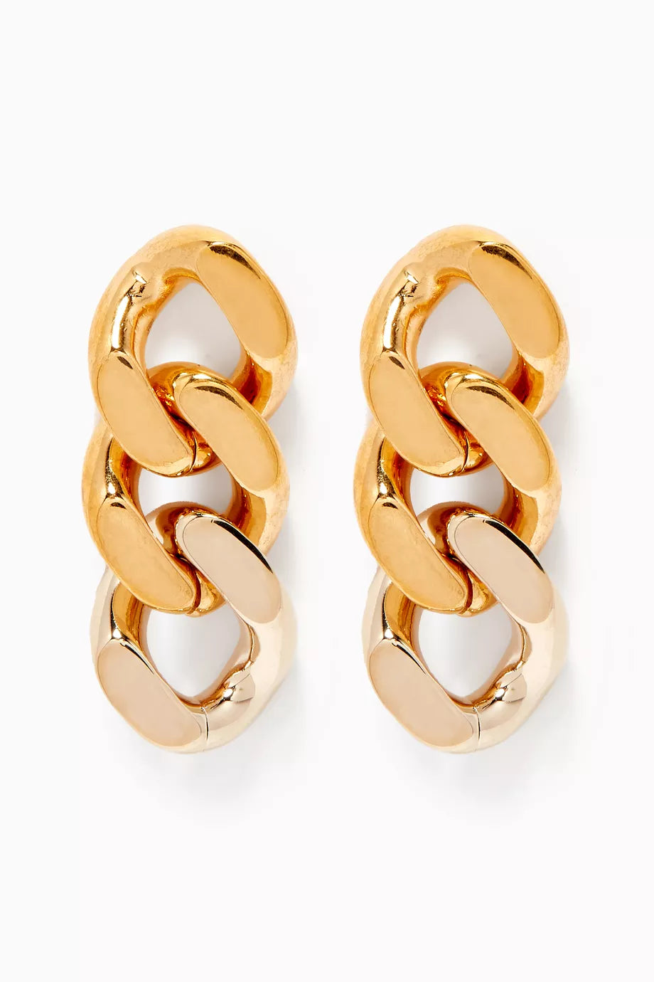 Three Curb Chain Links Earrings in Metal