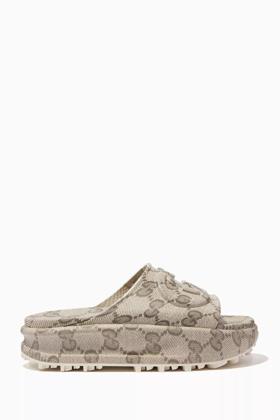 Miami Interlocking G Flatform Sandals in Coated-canvas