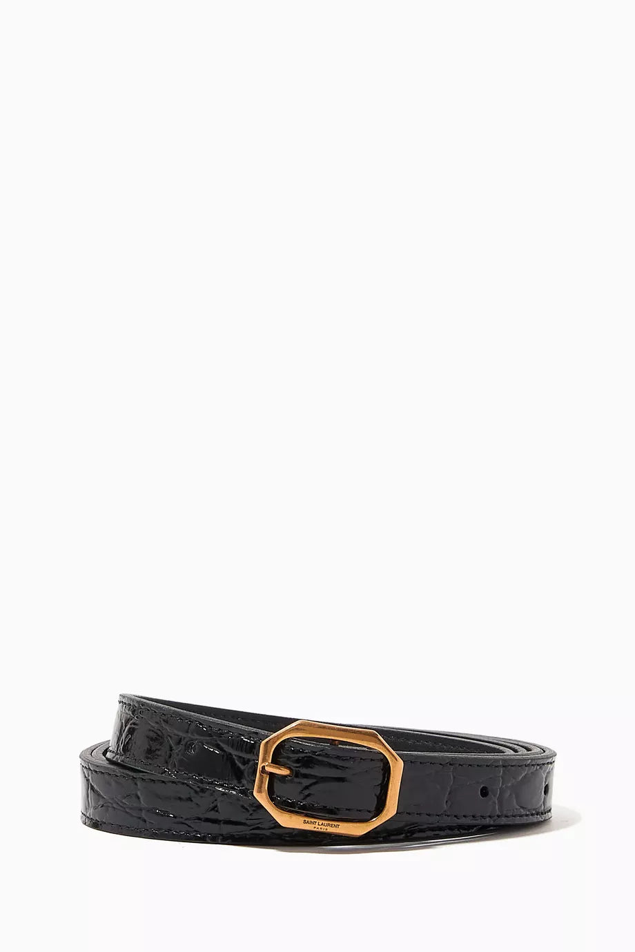Frame Buckle Buckle Belt in Croc-embossed Leather