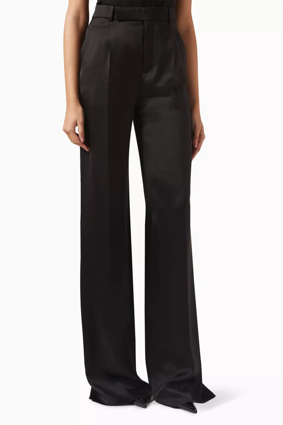 Flared Pants in Silk Satin