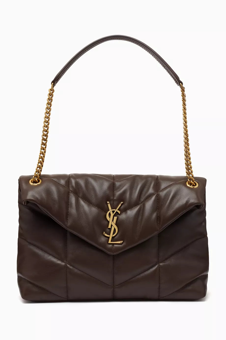 Medium Puffer Quilted Chain Shoulder Bag in Lambskin Leather