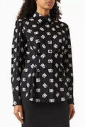 All-over Logo Shirt in Stretch-silk