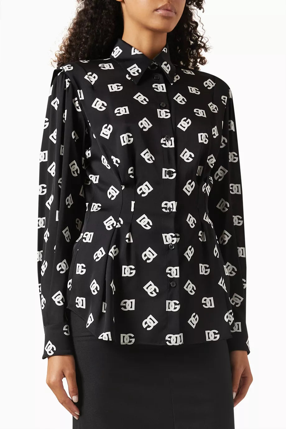 All-over Logo Shirt in Stretch-silk
