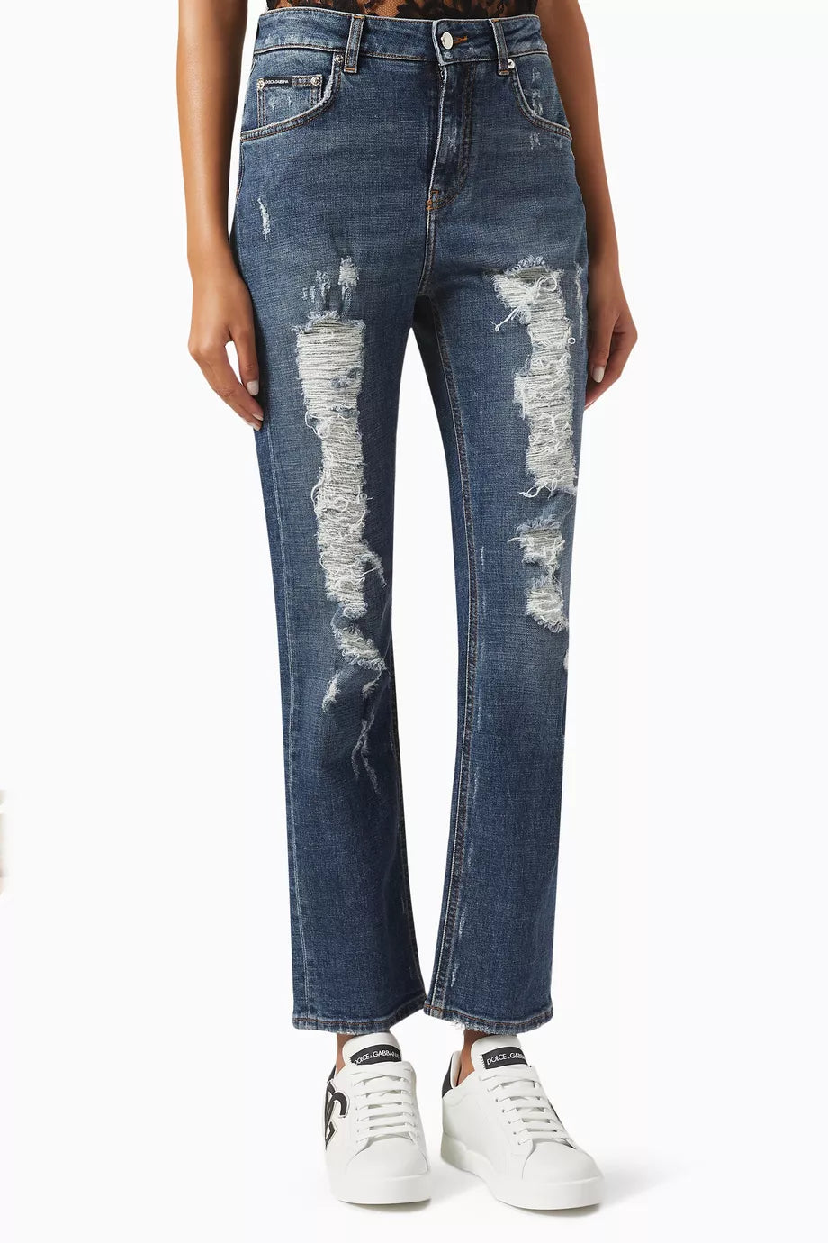 Ripped High-rise Boyfriend Jeans