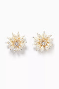 Les Bouquet Fleuri Clip-on Pearl Studs in Gold-plated Brass