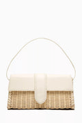 Le Bambino Long Shoulder Bag in Wicker & Leather