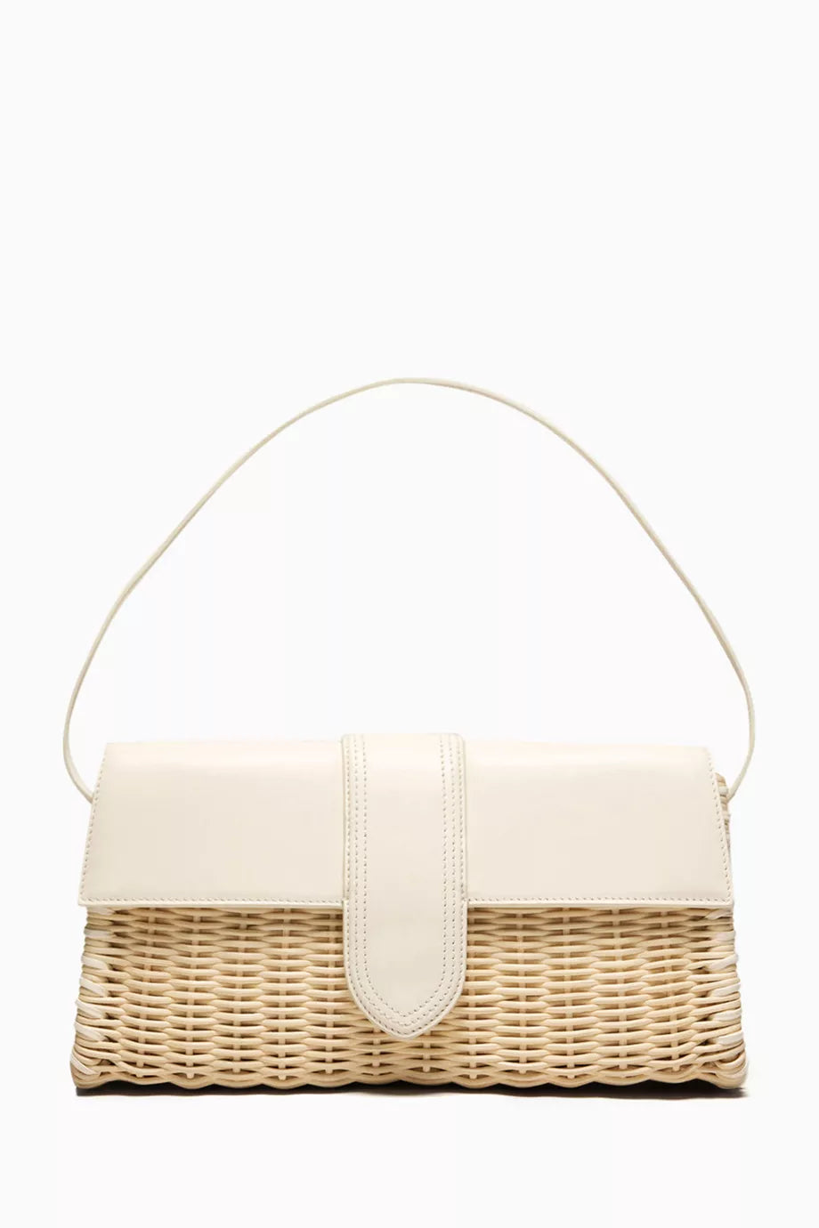 Le Bambino Long Shoulder Bag in Wicker & Leather