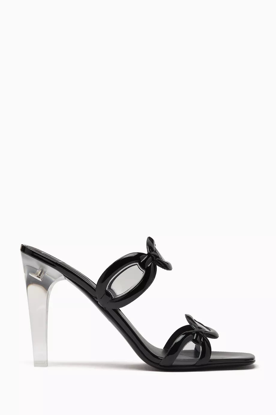 Chain Clear-heel 100 Mules in Leather & PVC