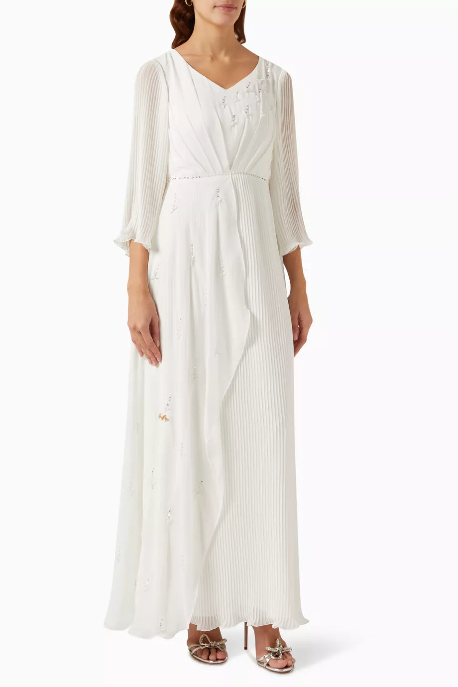 Embellished V-neck Maxi Dress in Chiffon