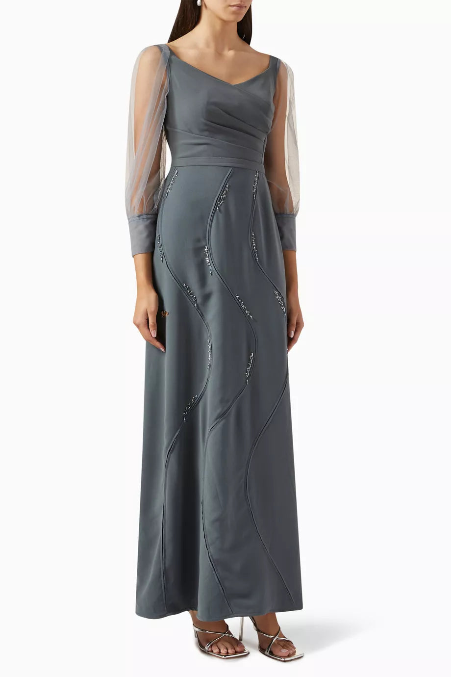 Embellished Maxi Dress in Crepe