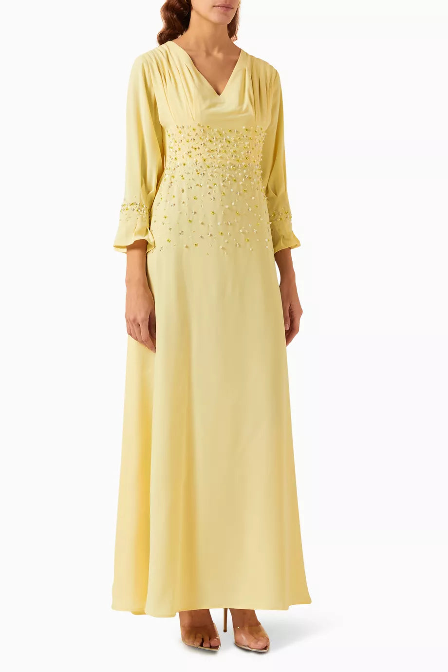 Embellished V-neck Maxi Dress in Crepe