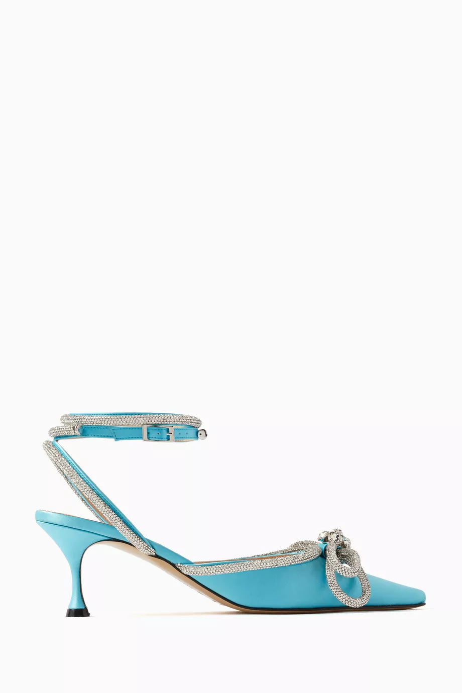 Double Bow Crystal 65 Pumps in Satin