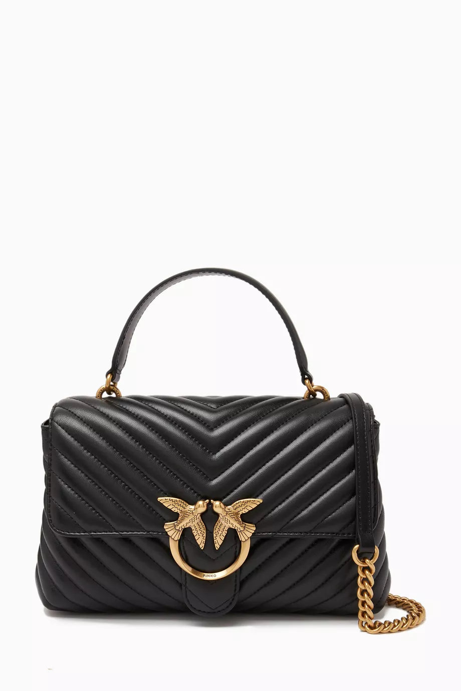 Love Lady Puff Top Handle Bag in Chevron Leather