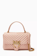 Love Lady Puff Top Handle Bag in Chevron Leather