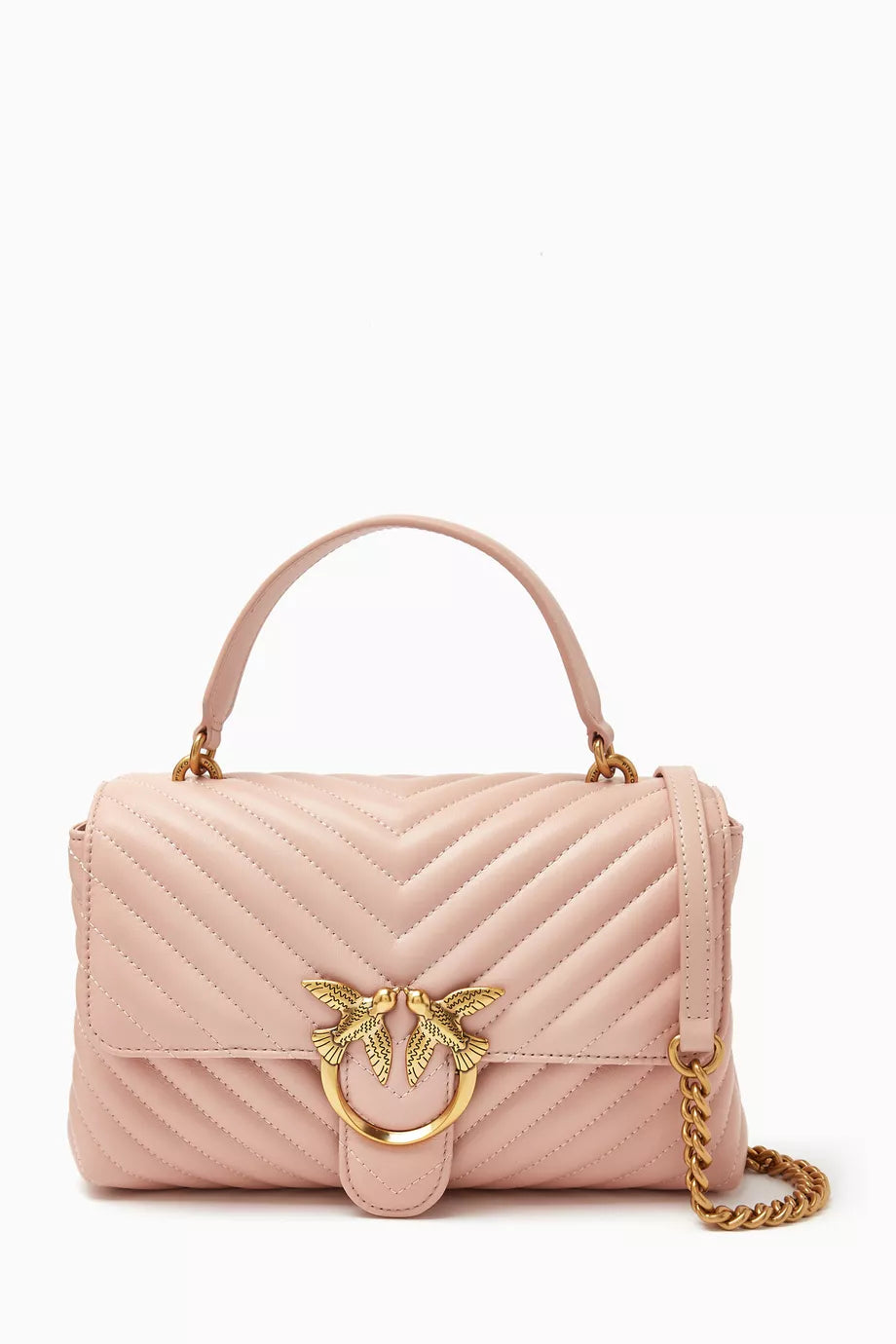Love Lady Puff Top Handle Bag in Chevron Leather