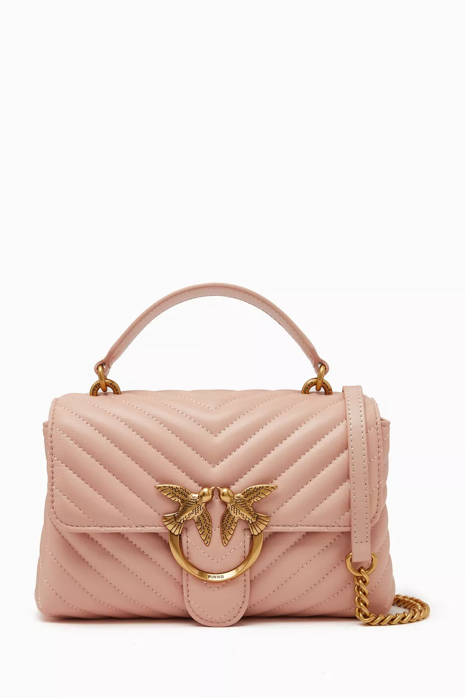 Love Lady Puff Top Handle Bag in Chevron Leather