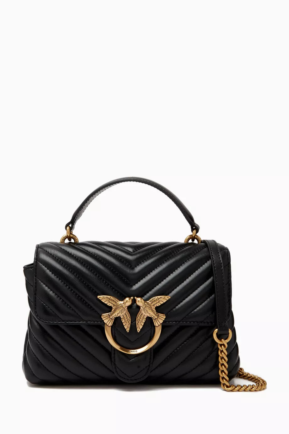 Love Lady Puff Top Handle Bag in Chevron Leather